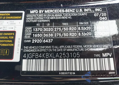 2020 Mercedes-Benz Gle 350 4Matic z USA, uszkodzony, nr VIN 4JGFB4KBXLA253105